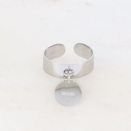 Bague Moma - pampille "mom" et coeur gravé