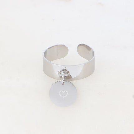 Bague Moma - pampille "mom" et coeur gravé