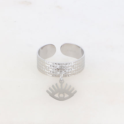 Bague - quadrillé et pampille oeil ajouré