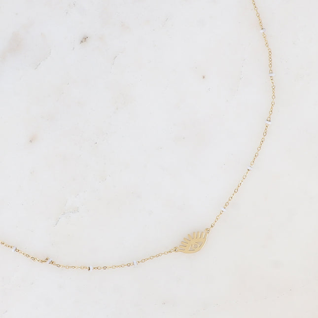Collier - touches en émail et pendentif oeil ajouré
