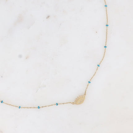 Collier - touches en émail et pendentif oeil ajouré