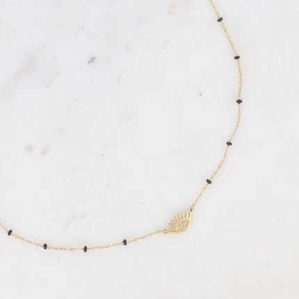 Collier - touches en émail et pendentif oeil ajouré