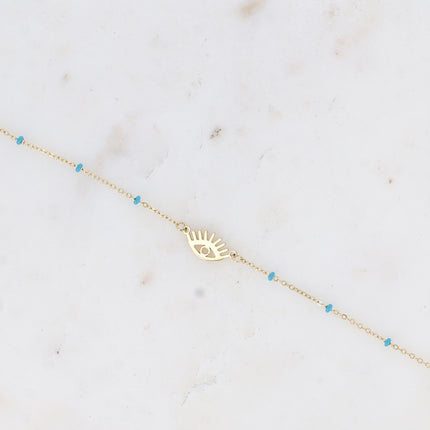 Bracelet - touches en émail et pendentif oeil ajouré