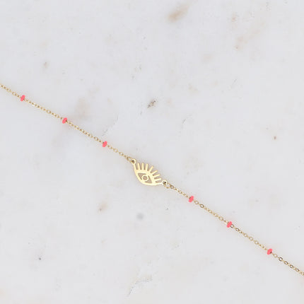 Bracelet - touches en émail et pendentif oeil ajouré