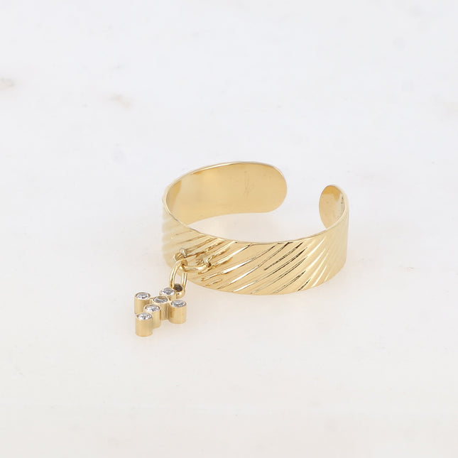 Bague Cross - zébré, croix et oxydes de zirconium