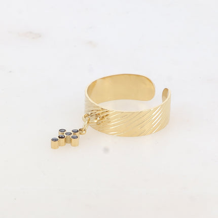 Bague Cross - zébré, croix et oxydes de zirconium