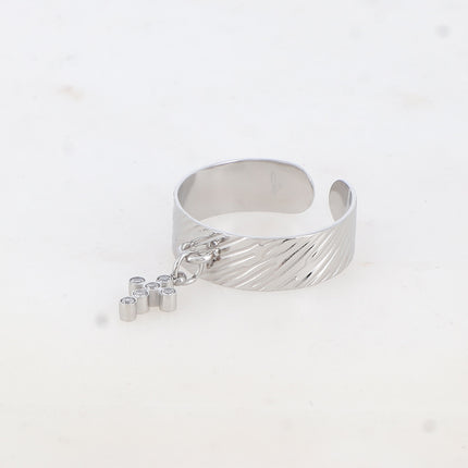 Bague Cross - zébré, croix et oxydes de zirconium