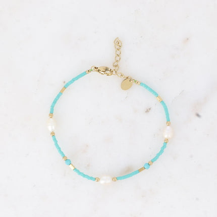 Bracelet - freshwater pearls, seed beads and natural stones