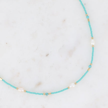 Collier - perles d'eau douce, perles de rocaille et pierres naturelles