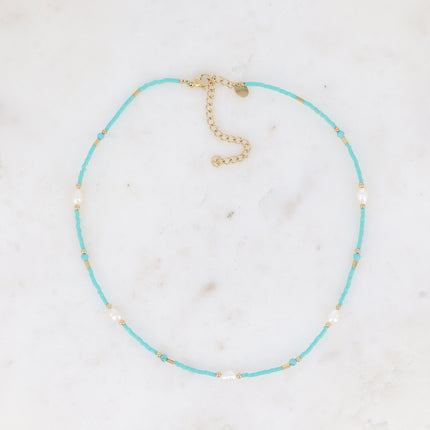 Collier - perles d'eau douce, perles de rocaille et pierres naturelles