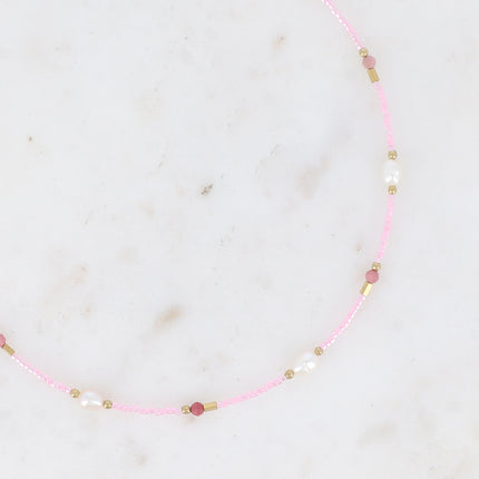 Collier - perles d'eau douce, perles de rocaille et pierres naturelles