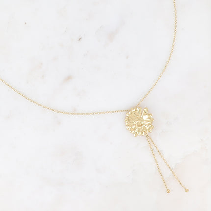 Collier en Y - marguerite et chaînes pendantes avec boule