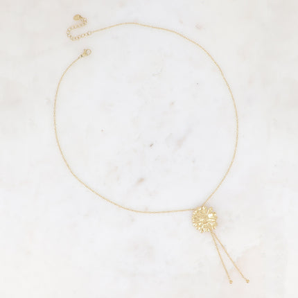 Collier en Y - marguerite et chaînes pendantes avec boule