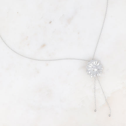 Collier en Y - marguerite et chaînes pendantes avec boule