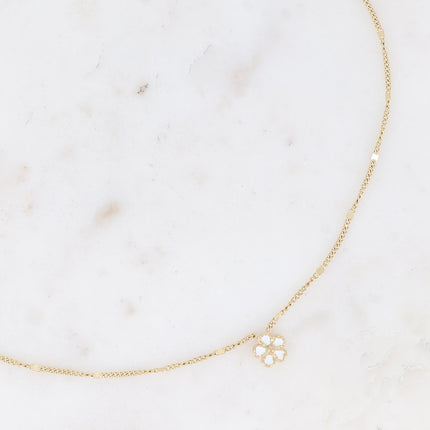 Collier Alizon - fleur aux pétales texturées et émaillées