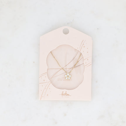 Collier Alizon - fleur aux pétales texturées et émaillées