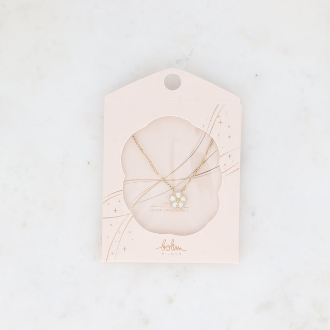 Collier Alizon - fleur aux pétales texturées et émaillées