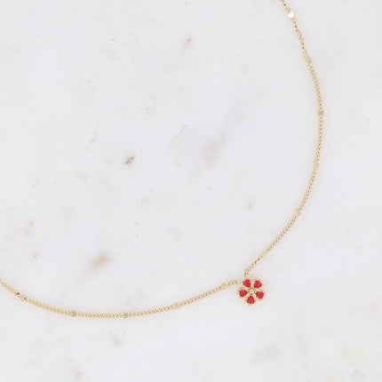 Collier Alizon - fleur aux pétales texturées et émaillées