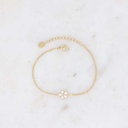 Bracelet Alizon - fleur aux pétales texturées et émaillées