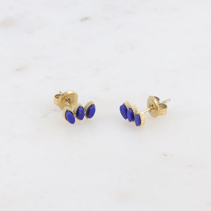Boucles puces Frances - 3 pierres losanges