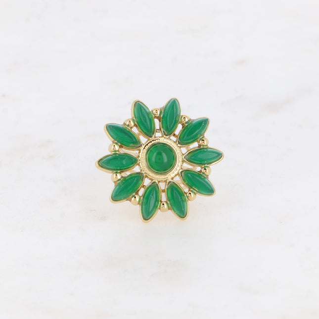 Bague Hena - fleur soleil et pierres naturelles