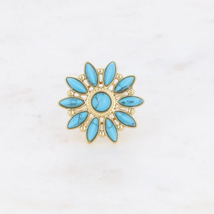 Bague Hena - fleur soleil et pierres naturelles