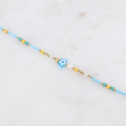Bracelet - fleur, perles d'eau douce, perles de rocaille