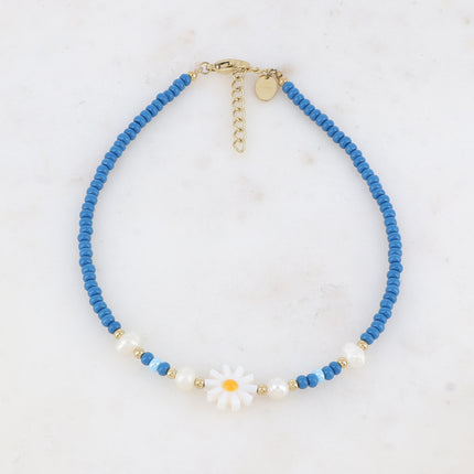Bracelet de cheville - fleur, perles d'eau douce, perles