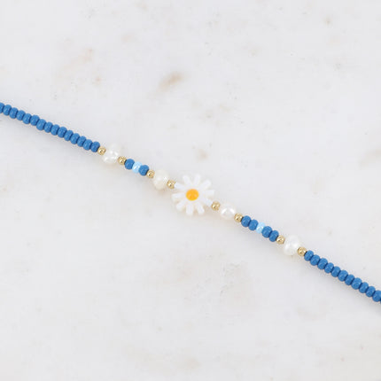Bracelet de cheville - fleur, perles d'eau douce, perles