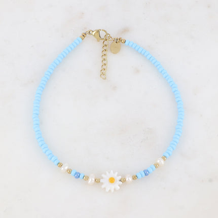 Bracelet de cheville - fleur, perles d'eau douce, perles