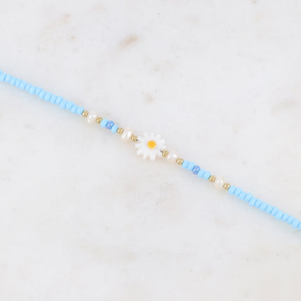 Bracelet de cheville - fleur, perles d'eau douce, perles