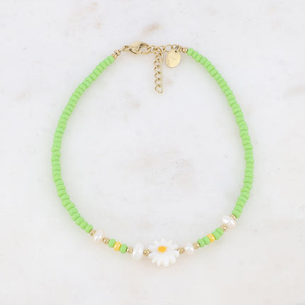 Bracelet de cheville - fleur, perles d'eau douce, perles