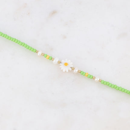 Bracelet de cheville - fleur, perles d'eau douce, perles