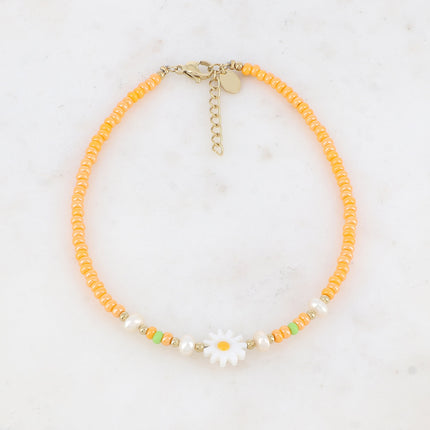 Bracelet de cheville - fleur, perles d'eau douce, perles