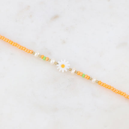 Bracelet de cheville - fleur, perles d'eau douce, perles