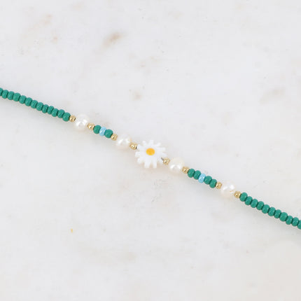 Bracelet de cheville - fleur, perles d'eau douce, perles
