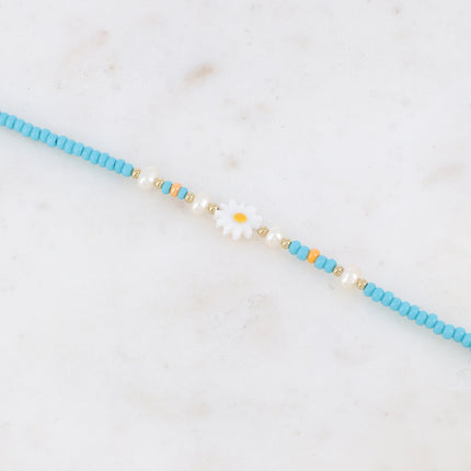 Bracelet de cheville - fleur, perles d'eau douce, perles