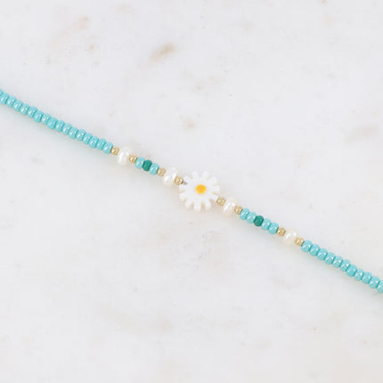 Bracelet de cheville - fleur, perles d'eau douce, perles