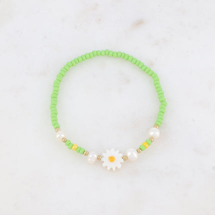 Bracelet - fleur, perles d'eau douce, perles