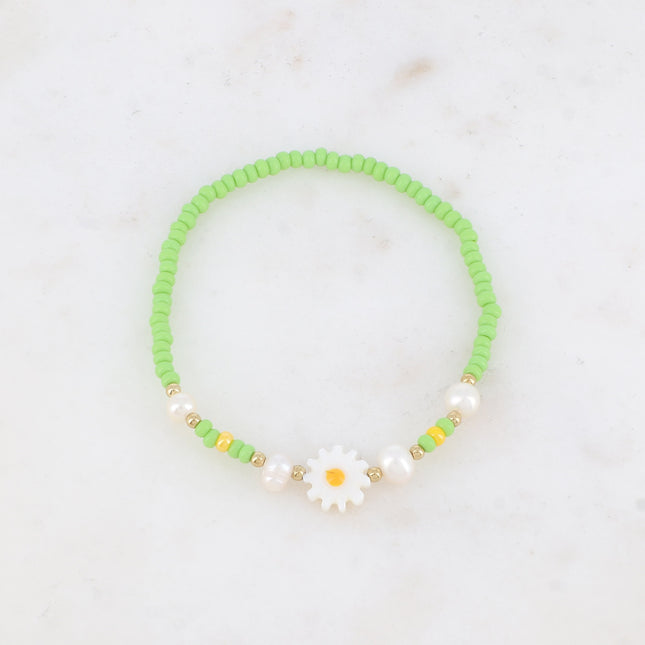 Bracelet - fleur, perles d'eau douce, perles