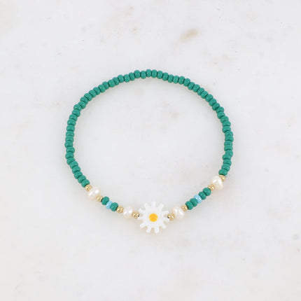 Bracelet - fleur, perles d'eau douce, perles
