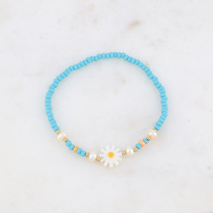 Bracelet - fleur, perles d'eau douce, perles