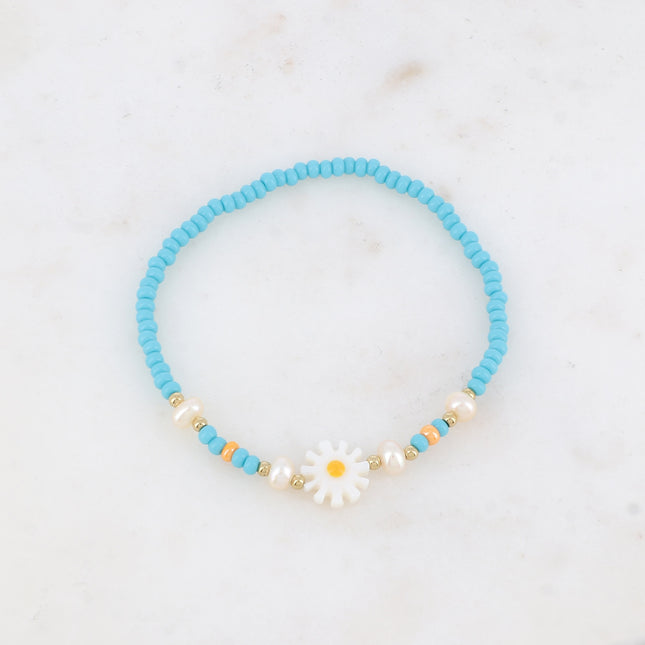 Bracelet - fleur, perles d'eau douce, perles