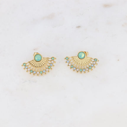Stud earrings - geometric pattern, small crystals