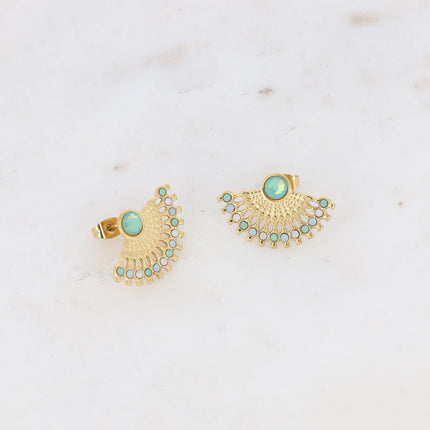 Stud earrings - geometric pattern, small crystals