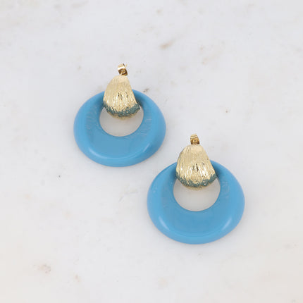 Boucles puces Aélie - créole bombée texturée et acétate coloré