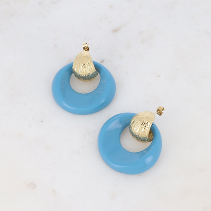 Boucles puces Aélie - créole bombée texturée et acétate coloré