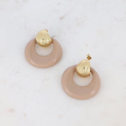 Boucles puces Aélie - créole bombée texturée et acétate coloré