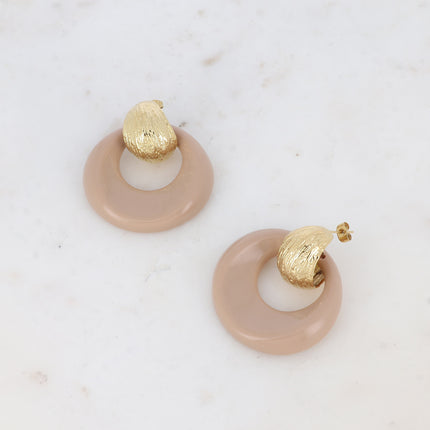 Boucles puces Aélie - créole bombée texturée et acétate coloré