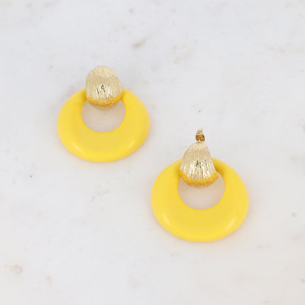 Boucles puces Aélie - créole bombée texturée et acétate coloré